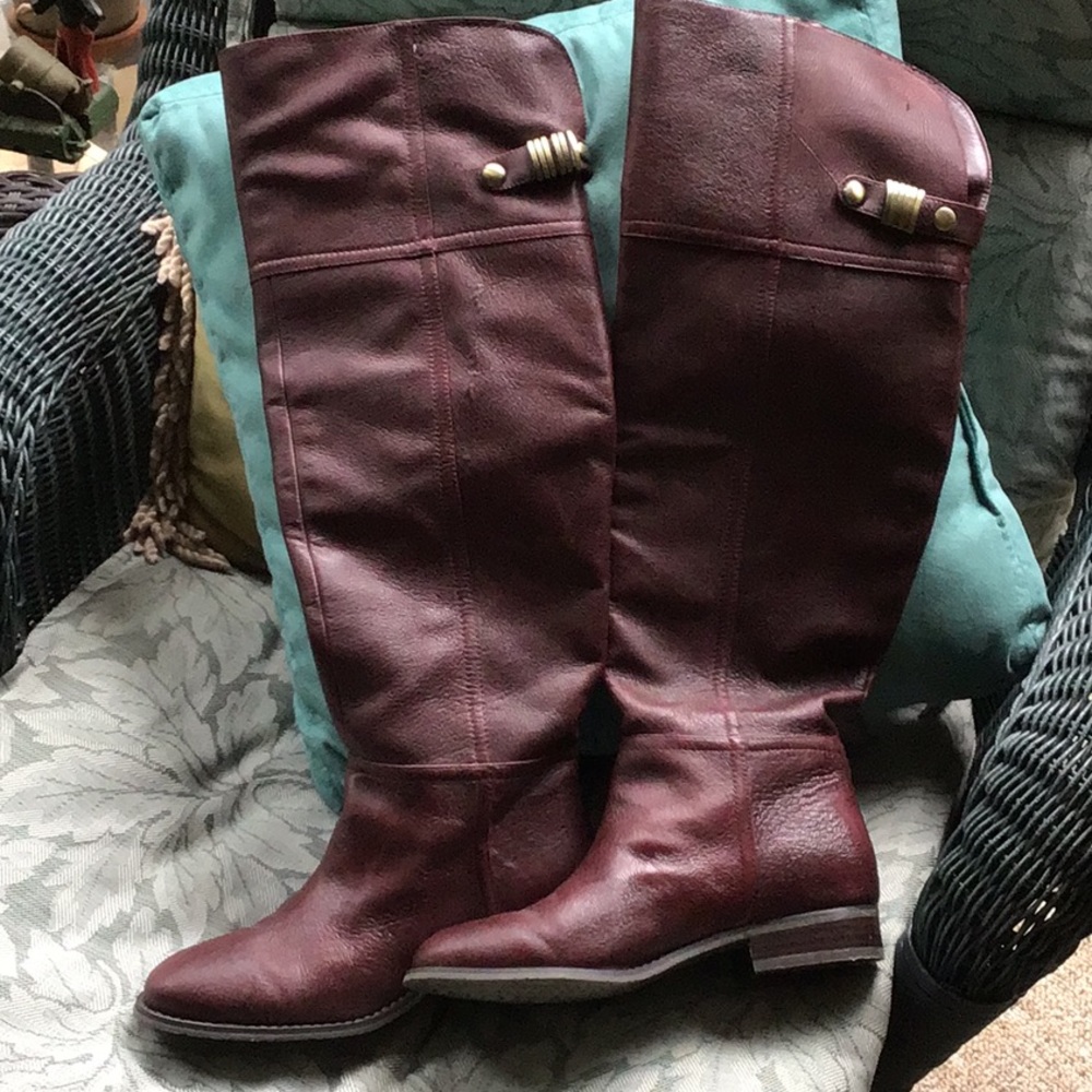 Chinese laundry over the knee burgundy boots